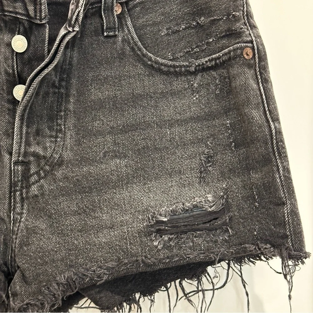 Levi’s 501 Cutoff Jean Shorts High Rise Denim Black Size 27 Festival Summer Chic